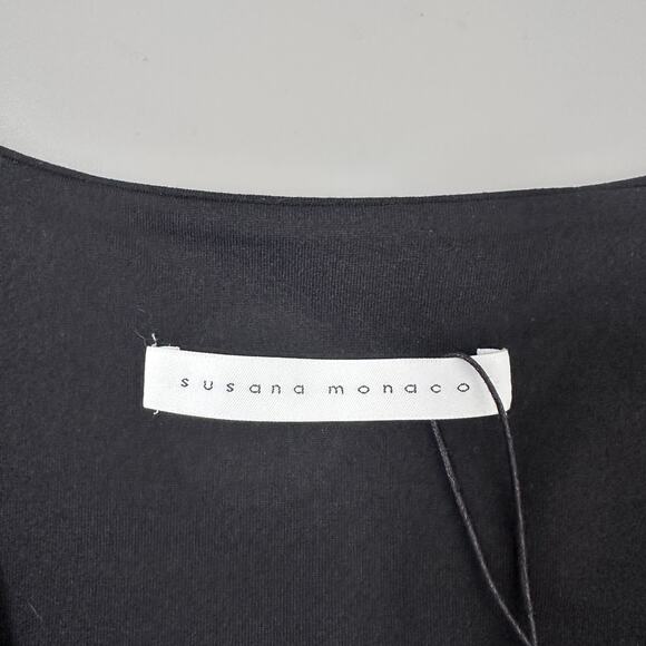 Susana Monaco Essential V-Neck Long Sleeve Top in Black - Picture 7 of 8